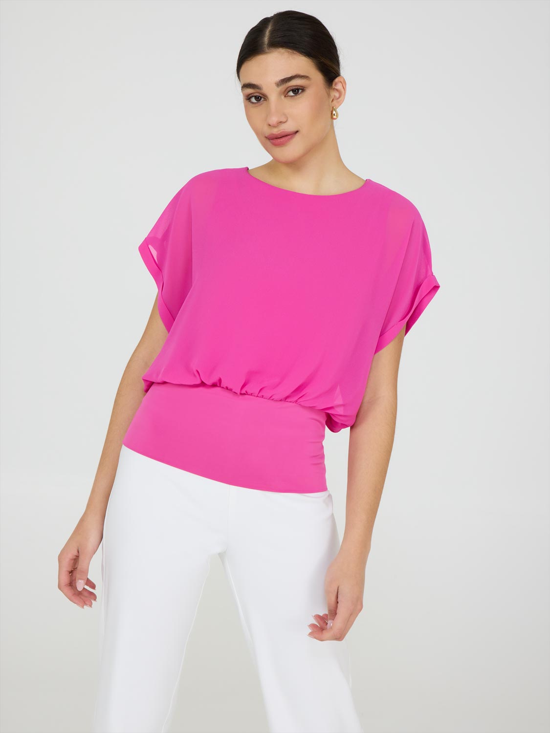 トップス L'Appartement Dolman sleeve sheer Blouse Long Sleeve Sheer Blouse with Matching Camisole | Signature