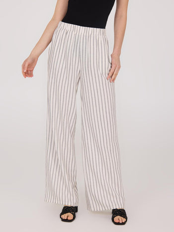 Pantalons palazzo en lin rayé Sand