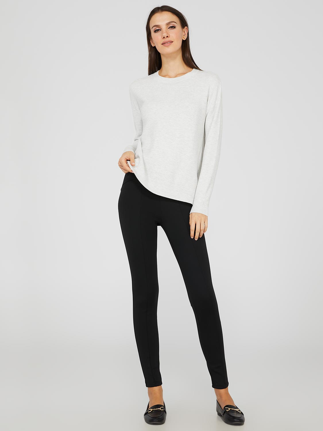 High-Waisted Front Seam Pull-On Pants