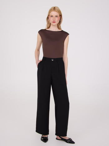 Mid-Rise Wide-Leg Pants Black