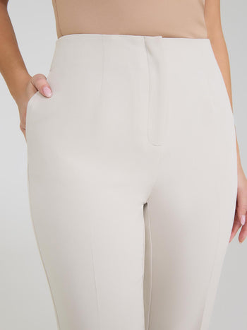Pantalon court à jambe droite et fentes latérales Sand
