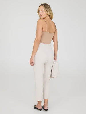 Pantalon court à jambe droite et fentes latérales Sand