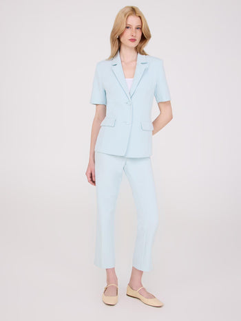 Pantalon court à jambe droite et fentes latérales Lt Blue