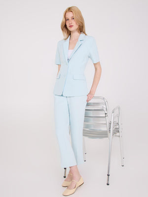 Pantalon court à jambe droite et fentes latérales Lt Blue