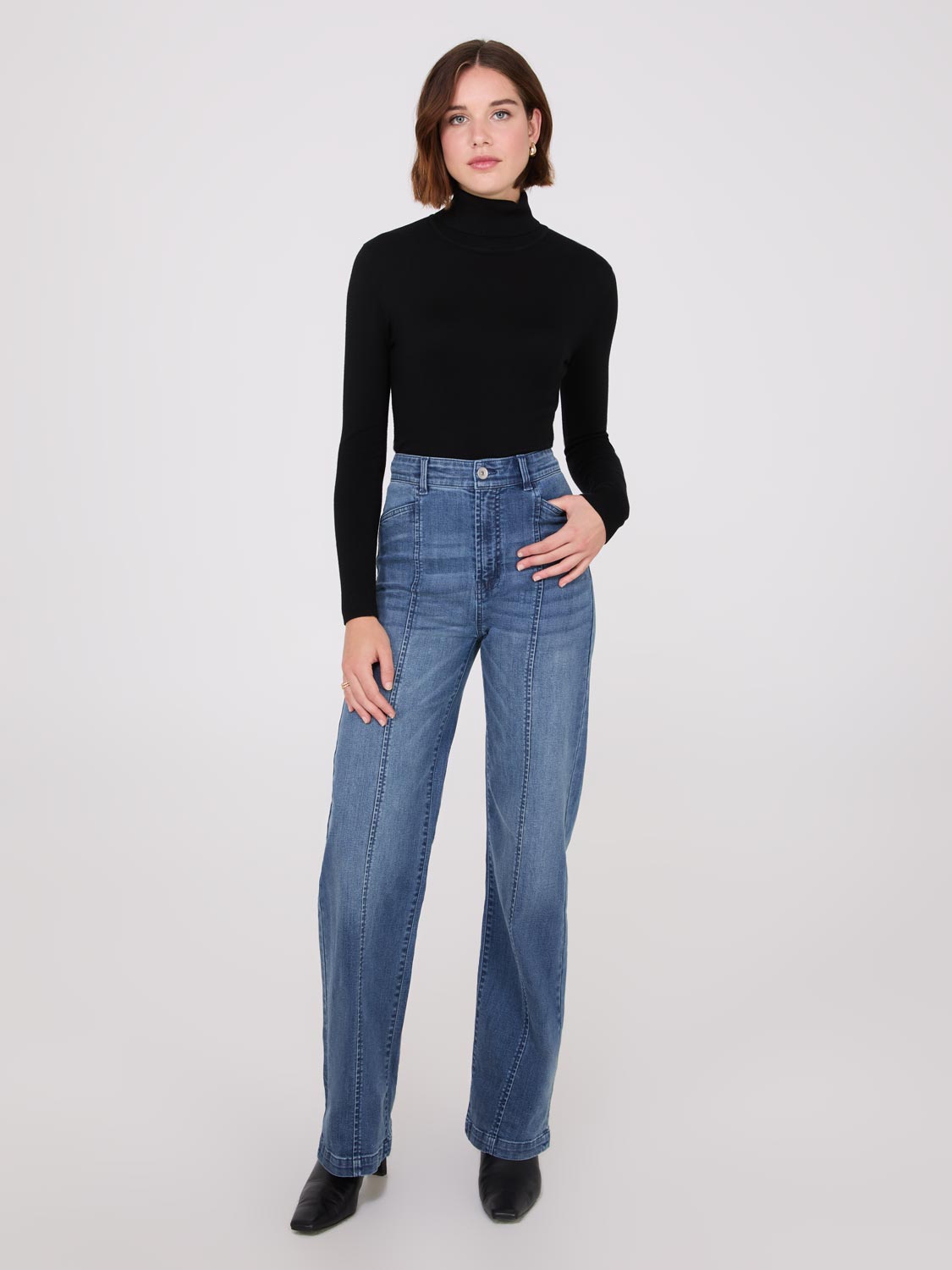 iNtimite】Seam Wide Denim Pants
