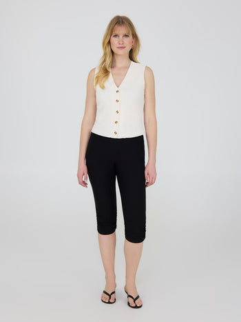 Pantalon capri avec fronces Black