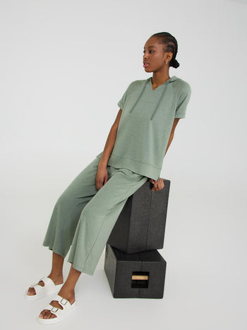 French Terry Gaucho Pants Dk Green