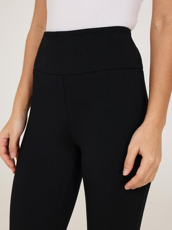 Wide Waistband Capri Pants With Slit Hem Black