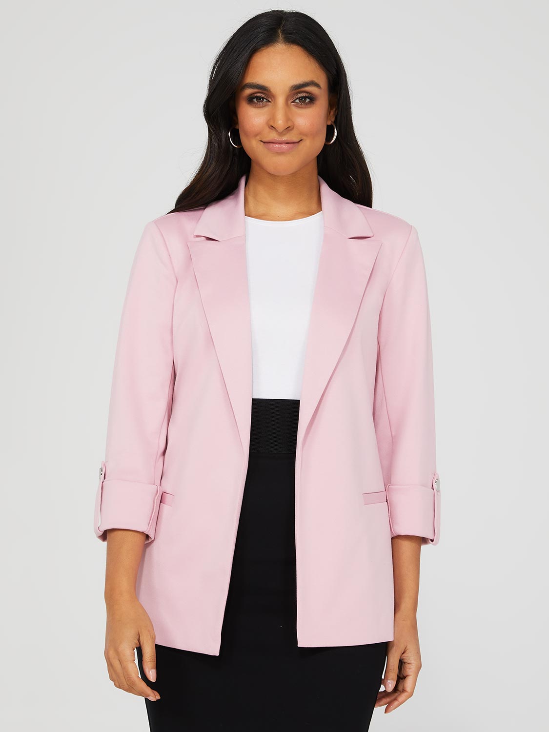 Pink open front blazer sale