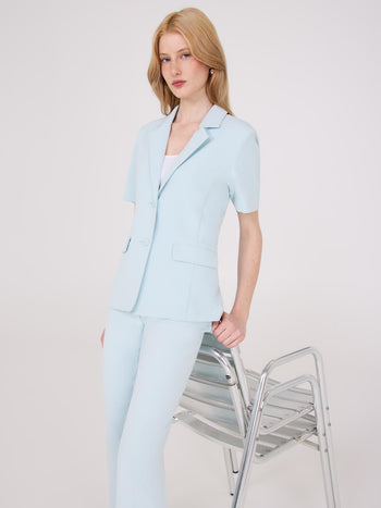 Short Sleeve Blazer Lt Blue