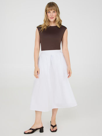 Poplin Midi Skirt With Pockets White