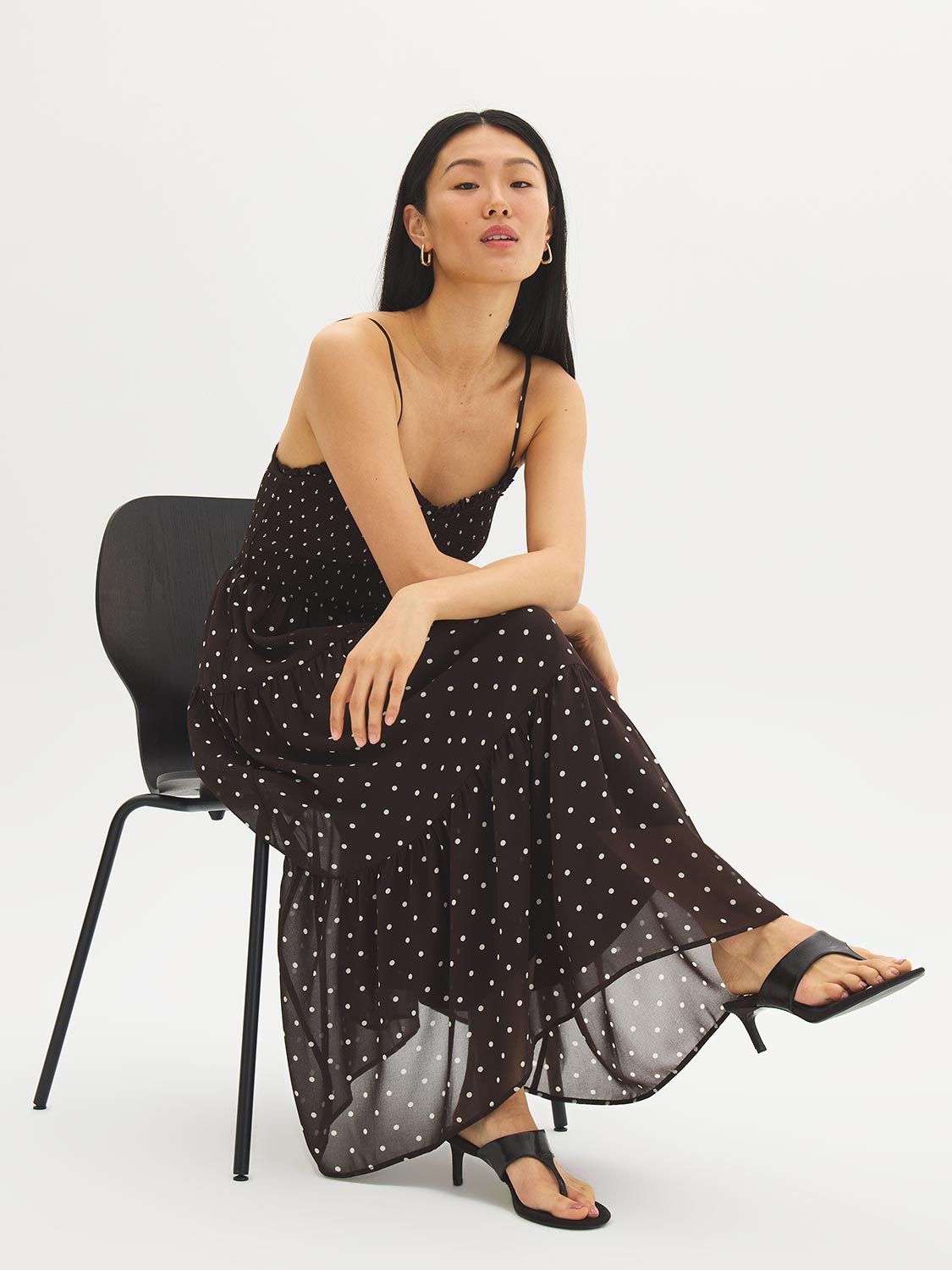 Polka Dot Tiered Chiffon Dress – Suzy Shier