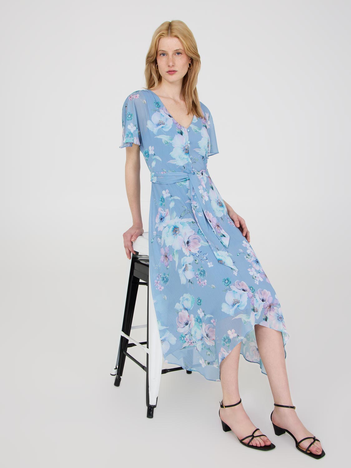 Chiffon Gown Suzy Shier Floral Dress Floral Print Chiffon