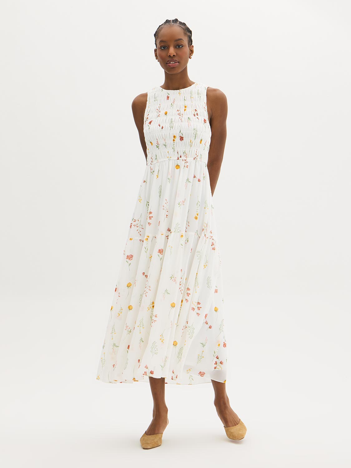 Floral Smocked Midi Dress – Suzy Shier