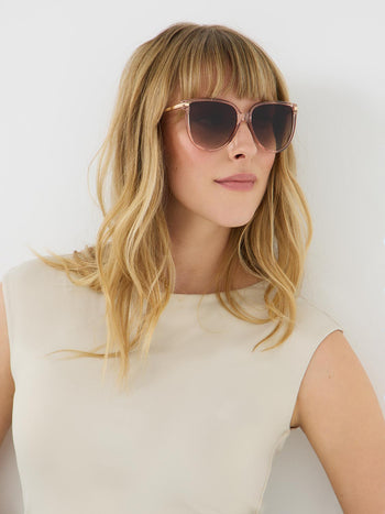 Lunettes de soleil surdimensionnées oeil de chat à monture transparente Clear