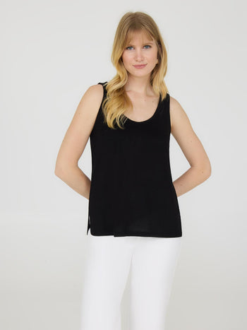 Loose Knit Sweater Tank Top Black