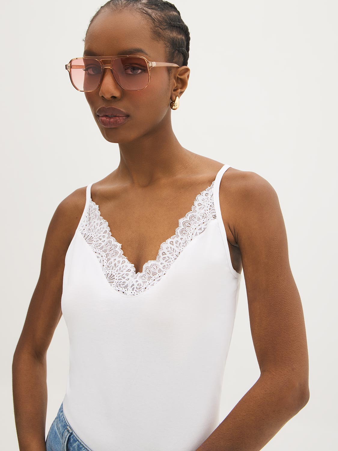 Cotton-Blend Lace-Trim Tank Top – Suzy Shier