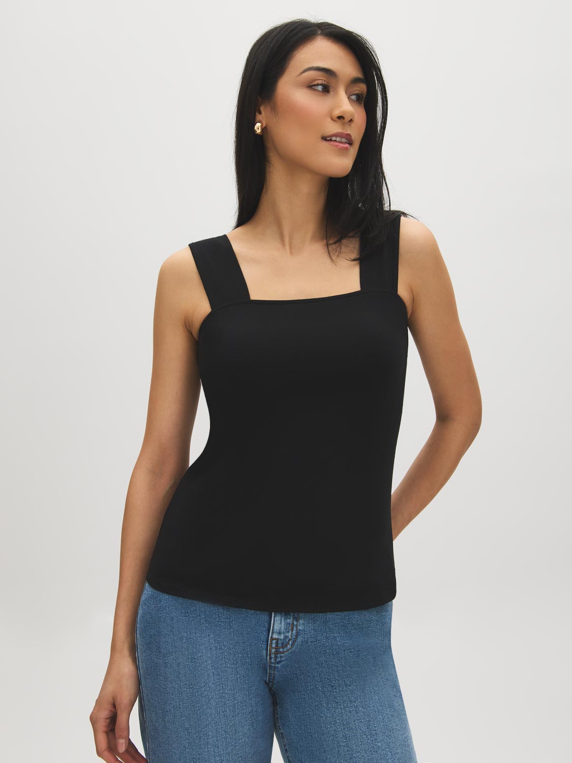 Cotton-Blend Thick Strap Tank Top – Suzy Shier