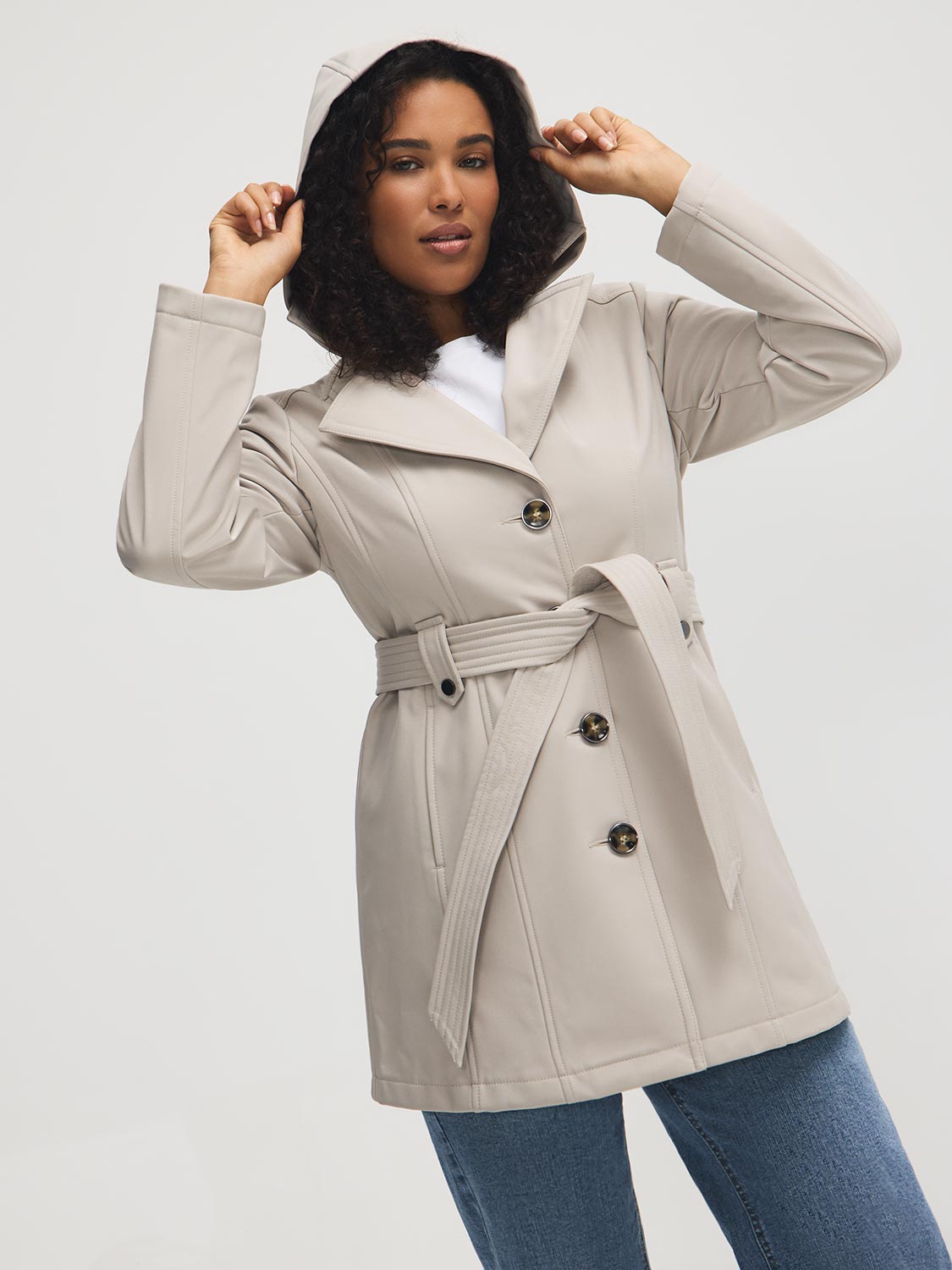 Mid-Length Hooded Trench Coat – Suzy Shier