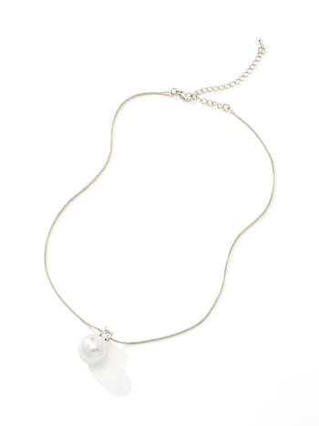 Drop Pearl Slinky Necklace Silver