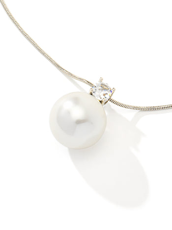 Drop Pearl Slinky Necklace Silver