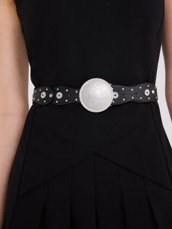 Ceinture à boucle métallique ronde Black