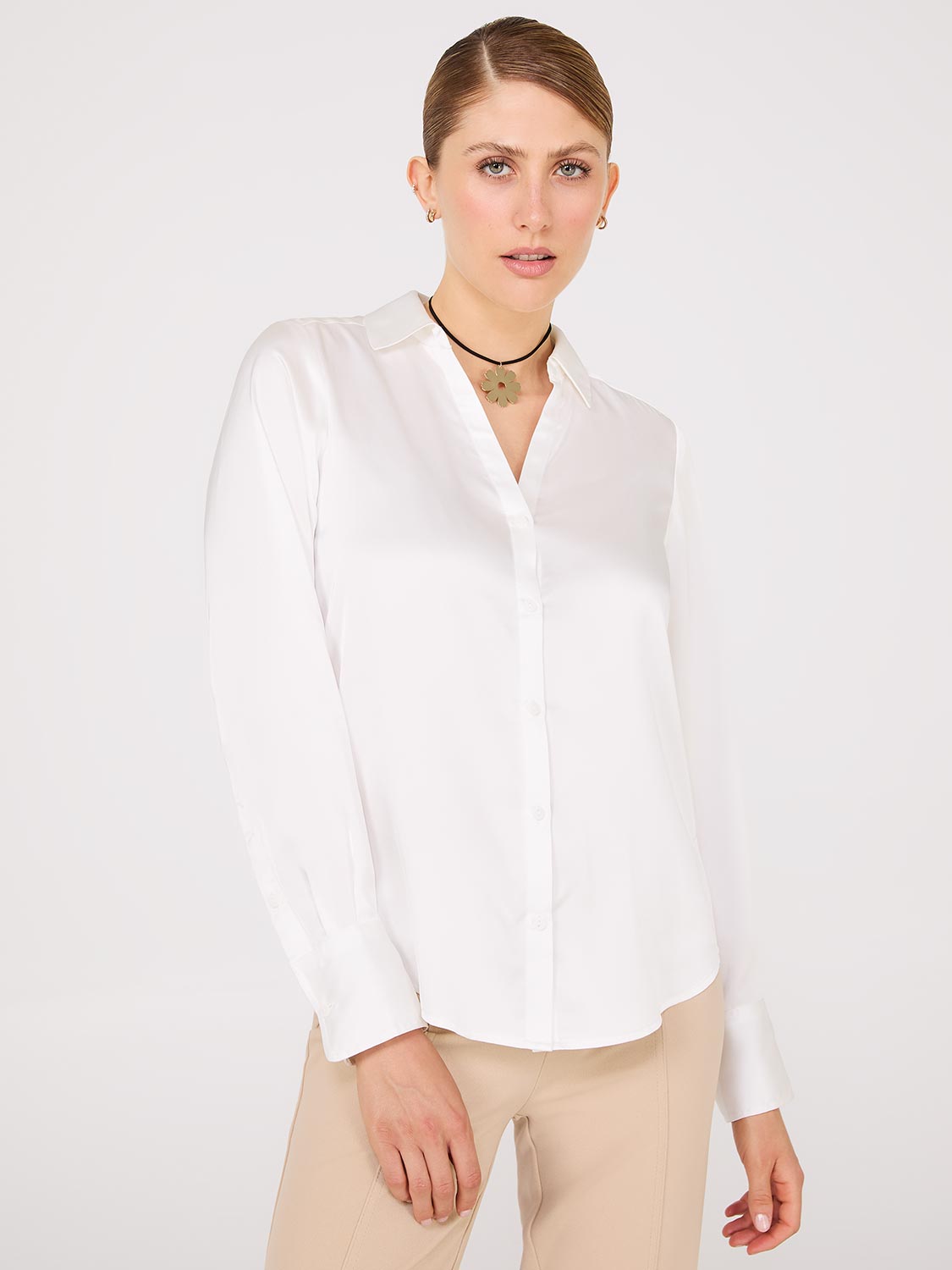 satin office blouse