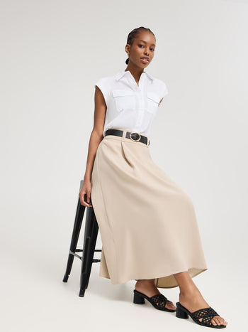 Blouse boutonnée à manches courtes White