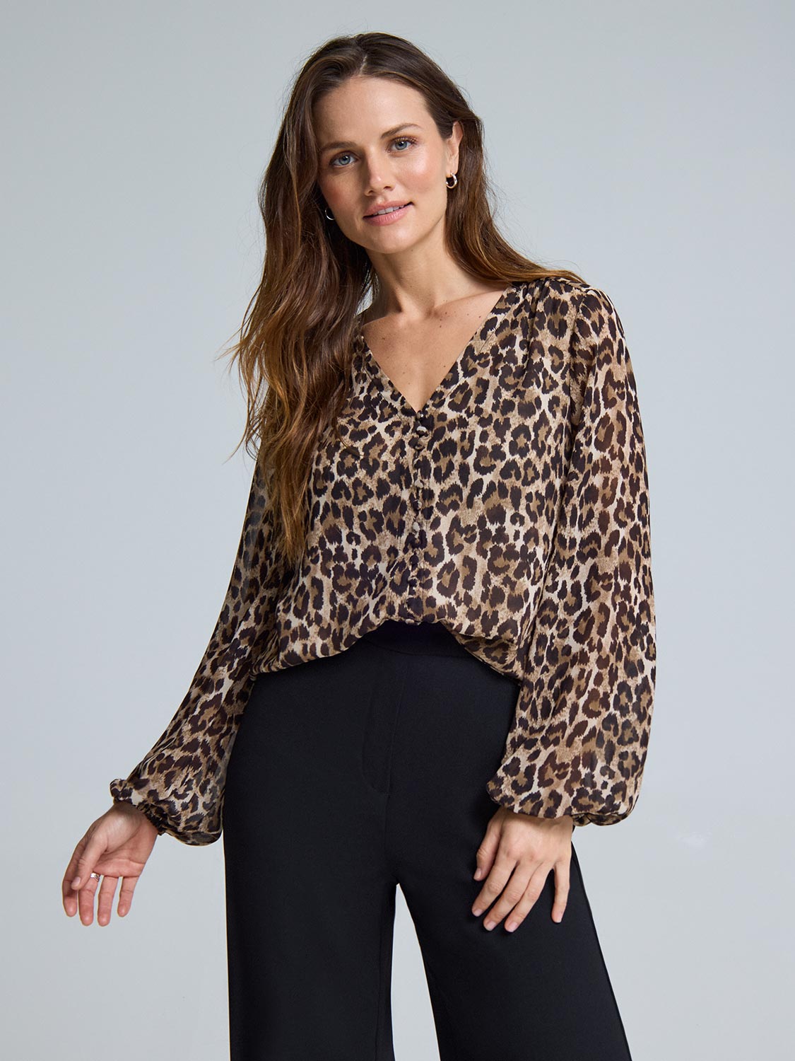 トップス FICTION TOKYO Leopard pattern blouse FICTION TOKYO Leopard pattern blouse