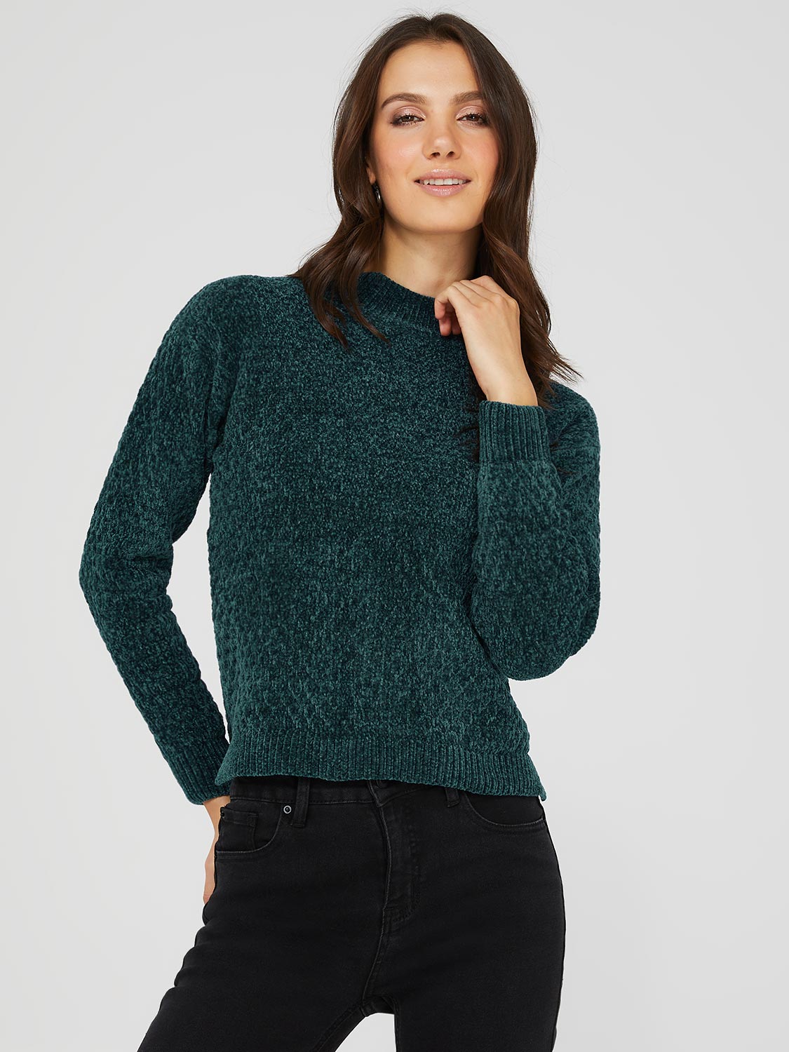 Chelsey Mock Neck Chenille Sweater – Say More Boutique