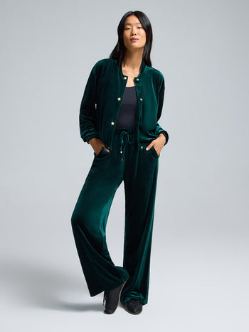 Velvet Bomber Jacket Dk Green