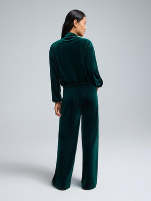 Velvet Bomber Jacket Dk Green