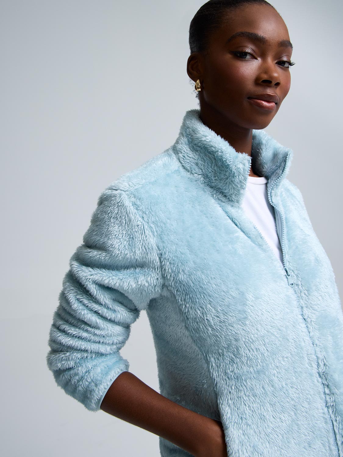 Zip-Front Teddy Jacket – Suzy Shier