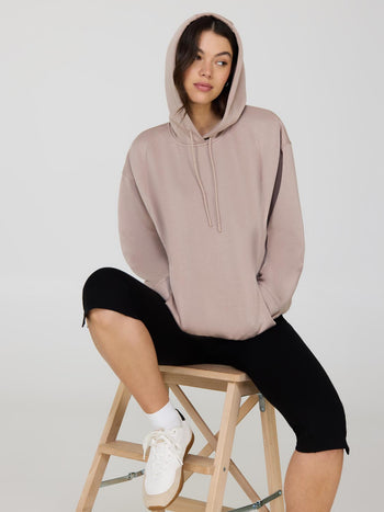 Bubble Hem Cloud Fleece Hoodie Rose