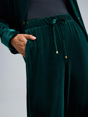 Velvet Wide-Leg Pants Dk Green