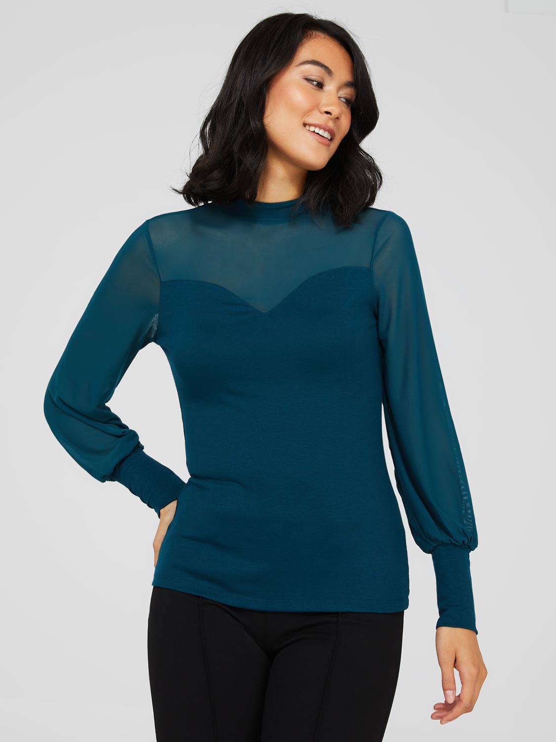 Mesh on sale mock neck