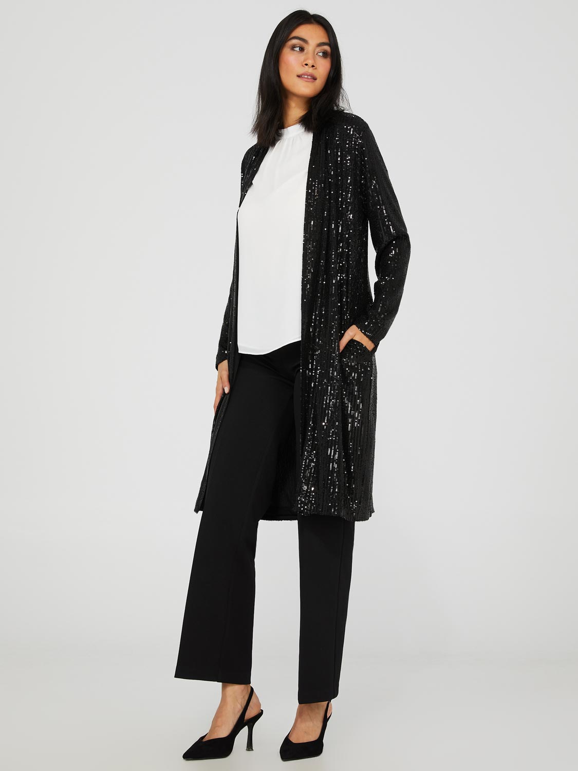 Long Sequin Cardigan