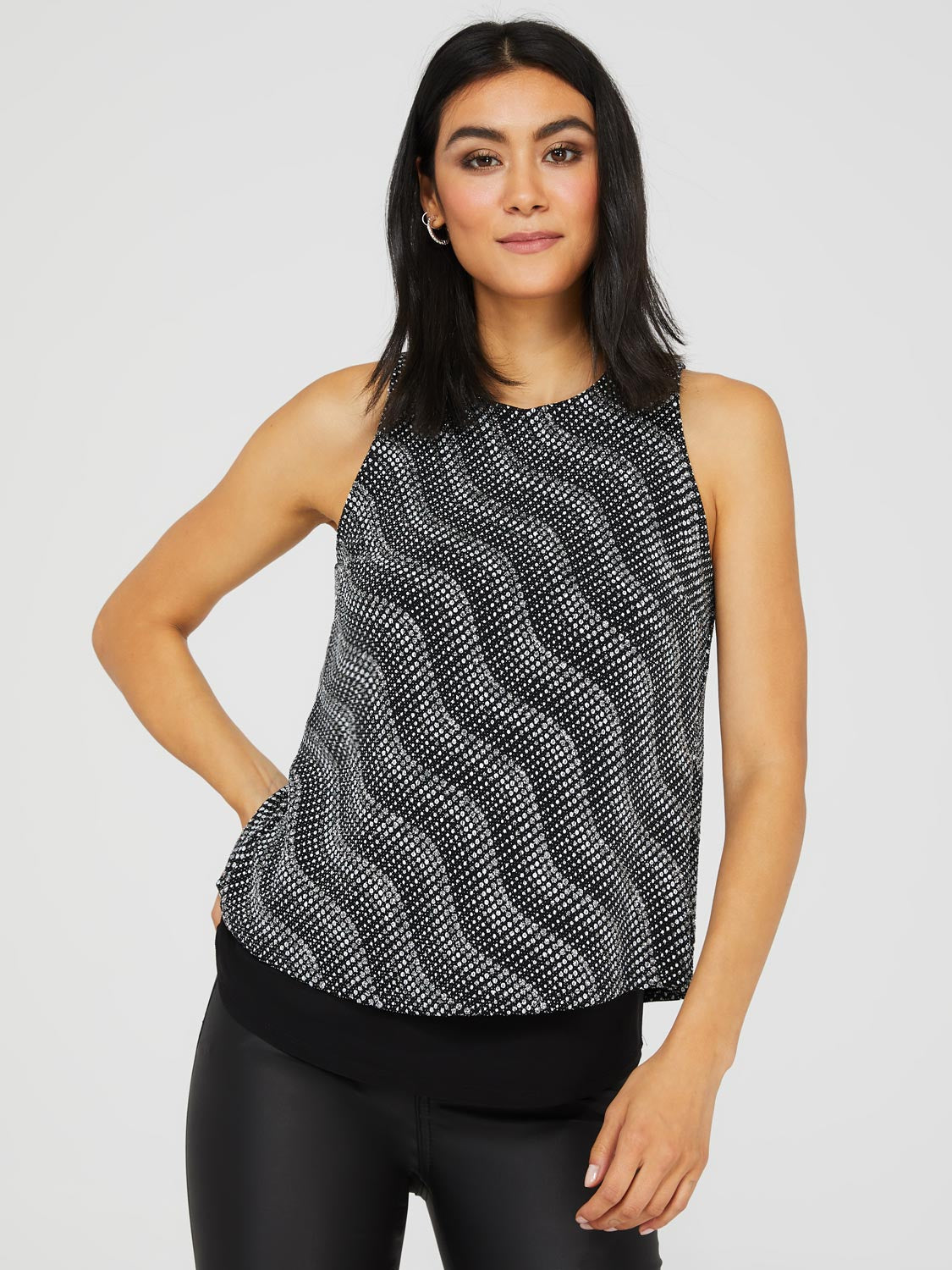 Printed back ribbed tank