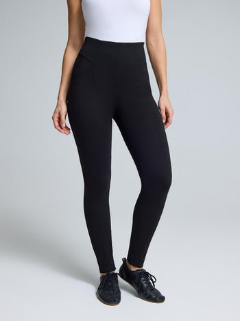 Pantalon à jambe ajustée à enfiler Black