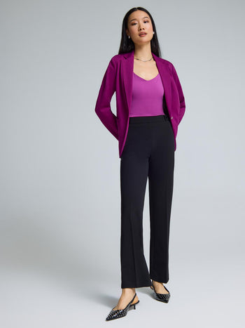 Straight Leg Clean Front Crepe Pants Black
