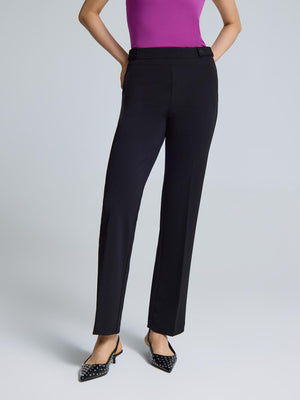 Pantalon en crêpe à jambe droite Black