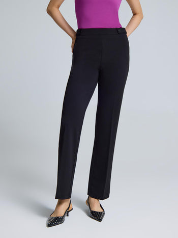 Straight Leg Clean Front Crepe Pants Black