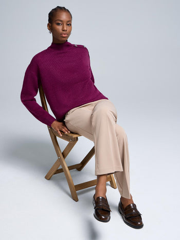 Straight Leg Clean Front Crepe Pants Dk Beige