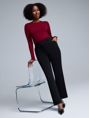 Mid-Rise Straight Leg Pants Black