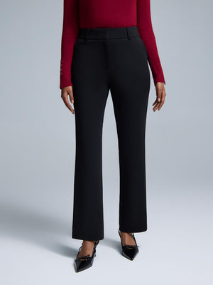 Mid-Rise Straight Leg Pants Black
