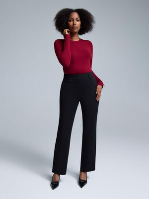 Mid-Rise Straight Leg Pants Black