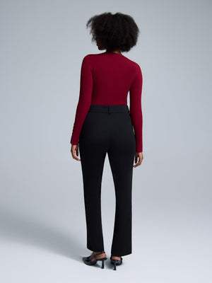 Mid-Rise Straight Leg Pants Black