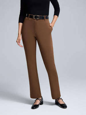 Mid-Rise Straight Leg Pants Amber Brown