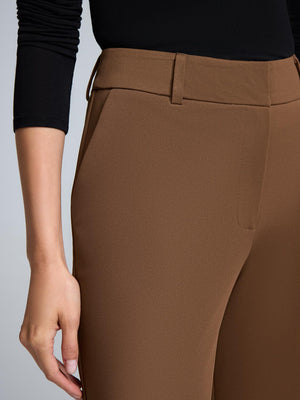 Mid-Rise Straight Leg Pants Amber Brown
