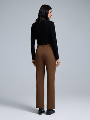 Mid-Rise Straight Leg Pants Amber Brown